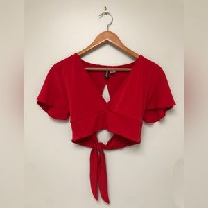Tie cross over crop top